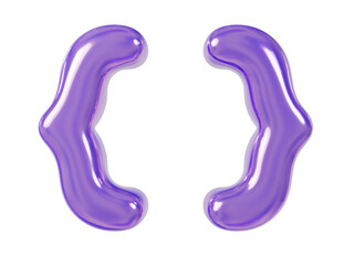 Holographic 3D Render Font special character Curly Brace
