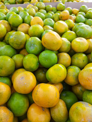 piles of oranges being sold by fruit traders
