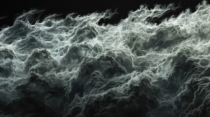 Black, white clouds, mist. Generative AI