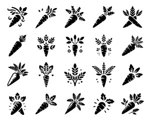 A set of carrot silhouette illustrations