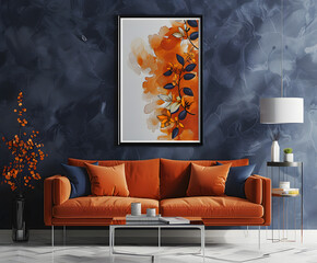 Picture frame in a luxurious orange tone space