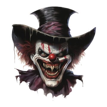 recommend clip art: Horror clown watercolor illustration, horror halloween clipart