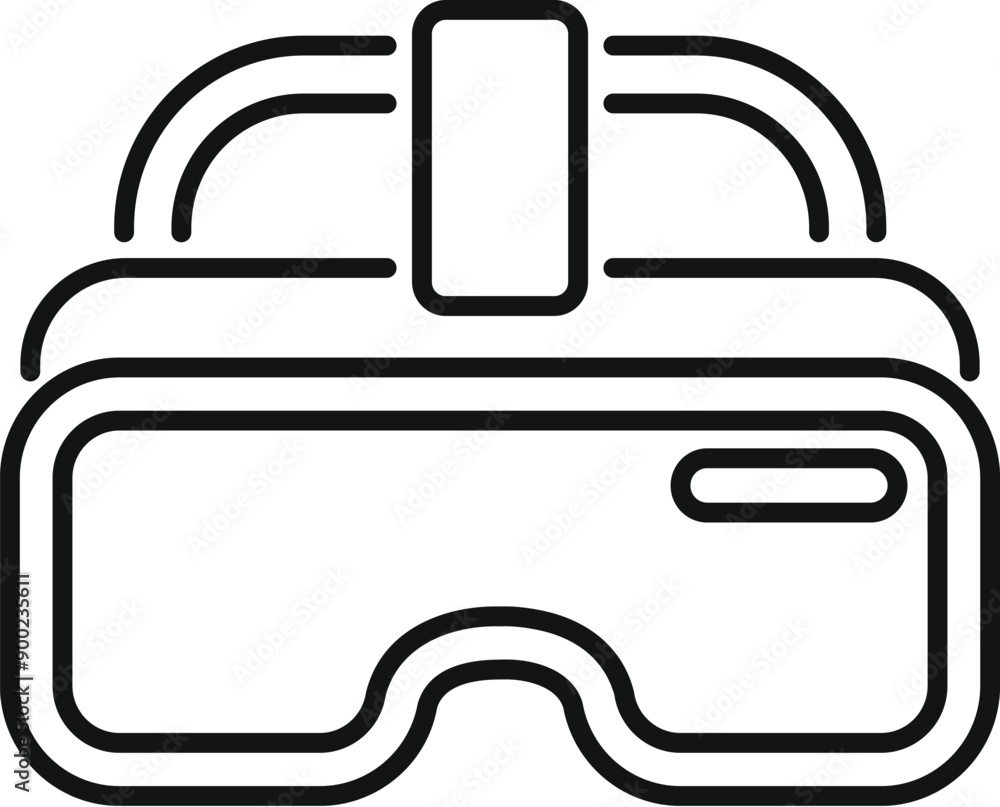 Poster simple icon of a vr headset, designed with thick lines and a focus on its key features