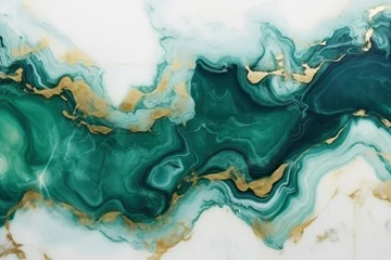 Wall murals Processed collage of emerald green and gold marble texture. Background for banner, backdrop