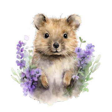 recommend clip art: Lavender hamster watercolor illustration, lavender clipart
