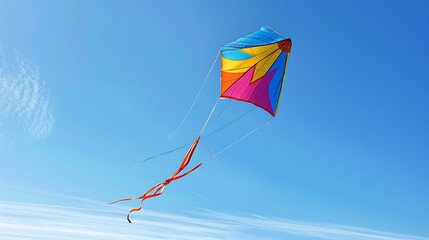 A colorful kite soaring high in a cloudless sky, capturing the freedom and joy found in friendships.