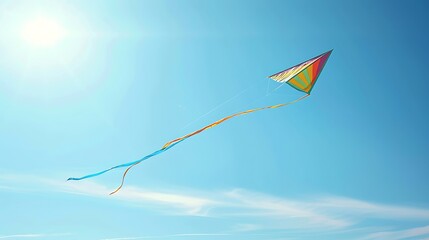 A colorful kite soaring high in a cloudless sky, capturing the freedom and joy found in friendships.
