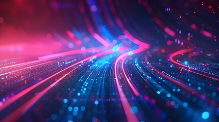 Fototapeta premium digital neon light abstract motion design. Ganerative AI