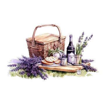 recommend clip art: Lavender picnic watercolor illustration, lavender clipart