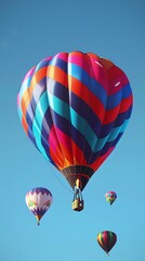 Obraz premium A colorful hot air balloon festival against a clear blue sky, capturing the joy and adventure of friendships.