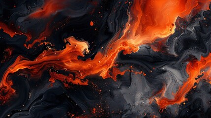 Abstract Swirling Orange and Black