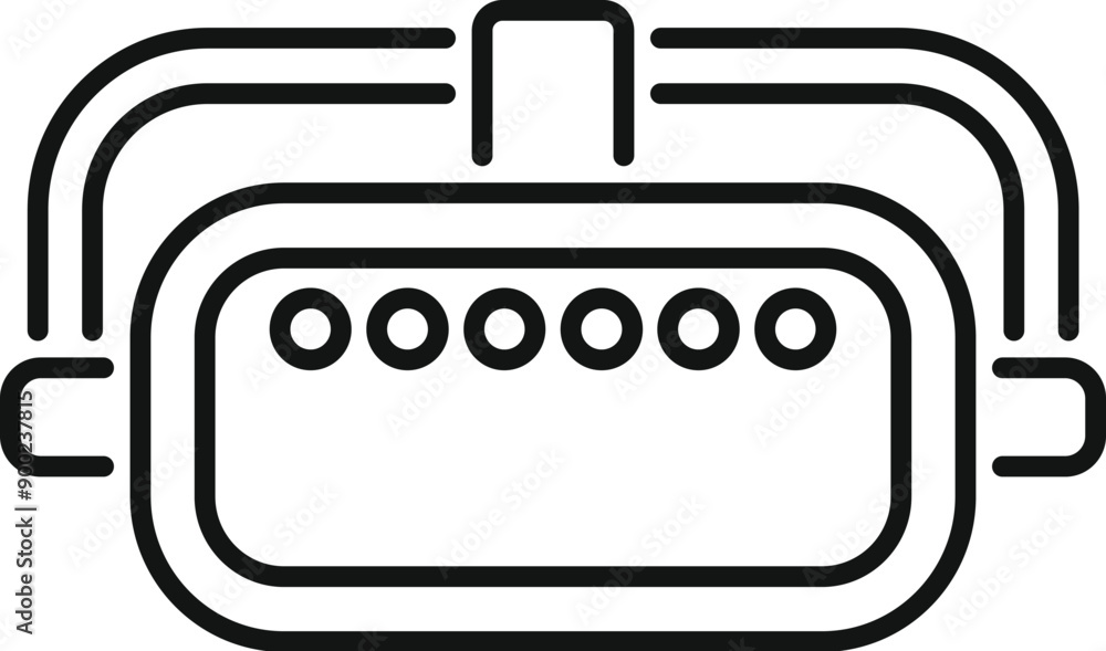 Aufkleber outline icon of a vr headset presenting a digital interface with augmented reality
