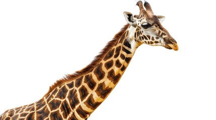 Naklejka premium Giraffe African White Background Side. Generative AI