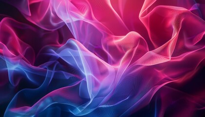 Fototapeta premium A colorful, abstract image of a flowing fabric with a purple and blue hue