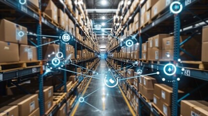 Warehouse with Digital Network Overlay