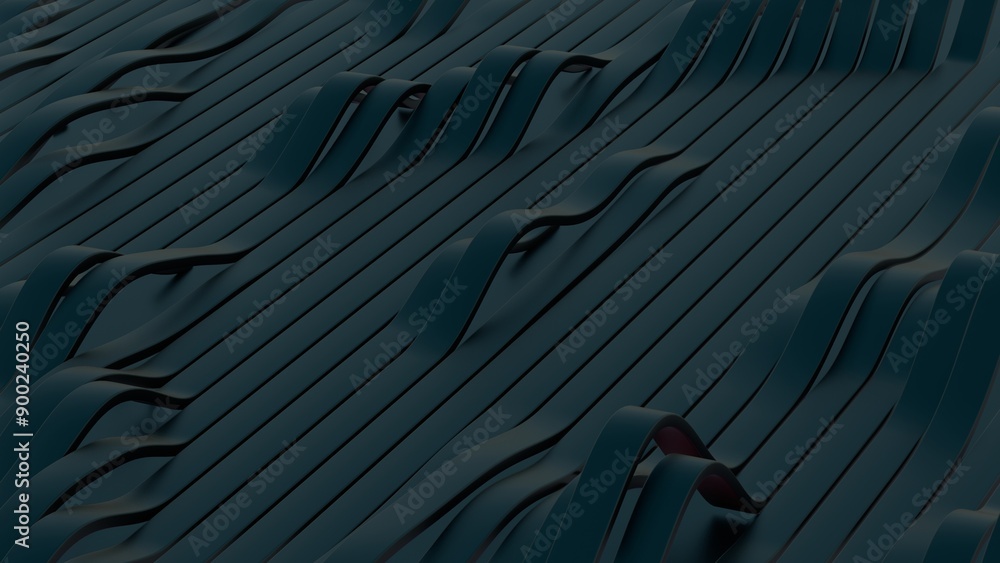 Aufkleber Dark Abstract Waves and Lines Pattern in 3D Design..