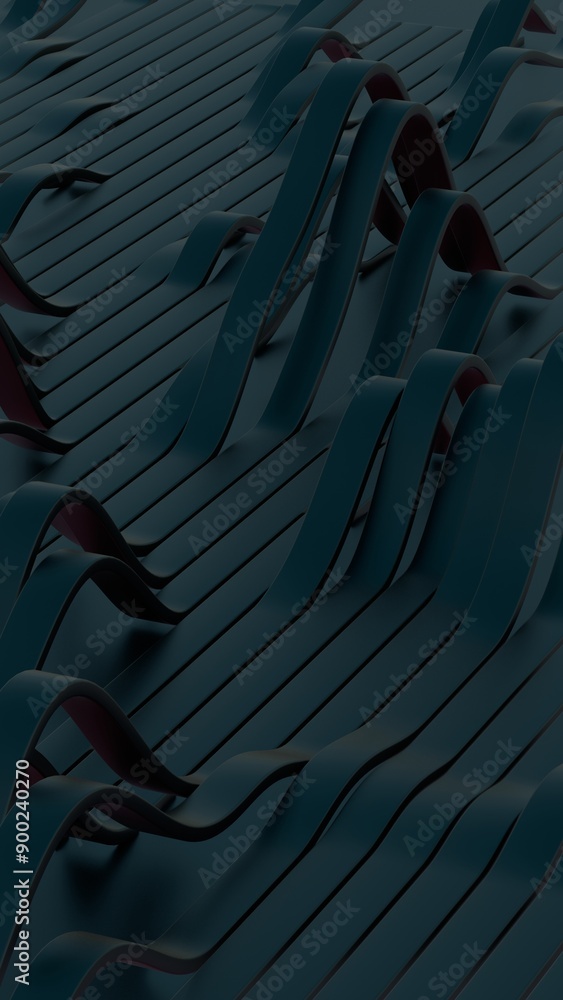 Poster dark abstract waves and lines pattern in 3d design..