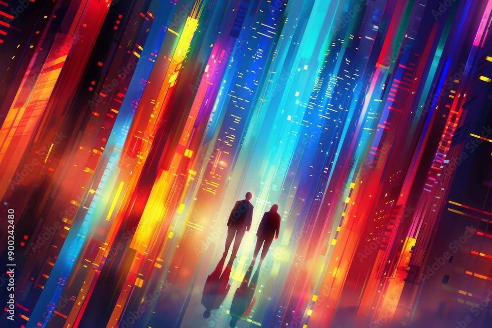 Poster abstract digital illustration with neural connections symbolizing the integration of technology and 