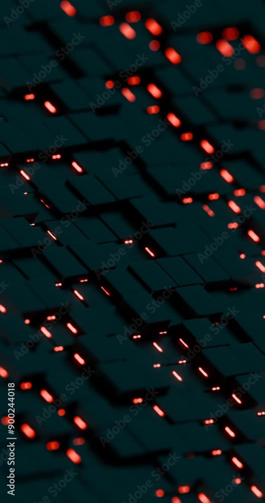 Poster Abstract Pattern of Glowing Geometric Tiles with Light Effects

