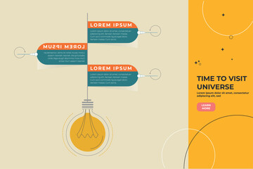 Light bulb chart made of 3 colorful  elements . Concept of 3 features of innovative idea. Creative infographic design template. Vector illustration for presentation