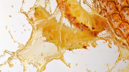 Pineapple slice falling white. Generative AI