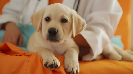 Cute Labrador Puppy at the Veterinarian