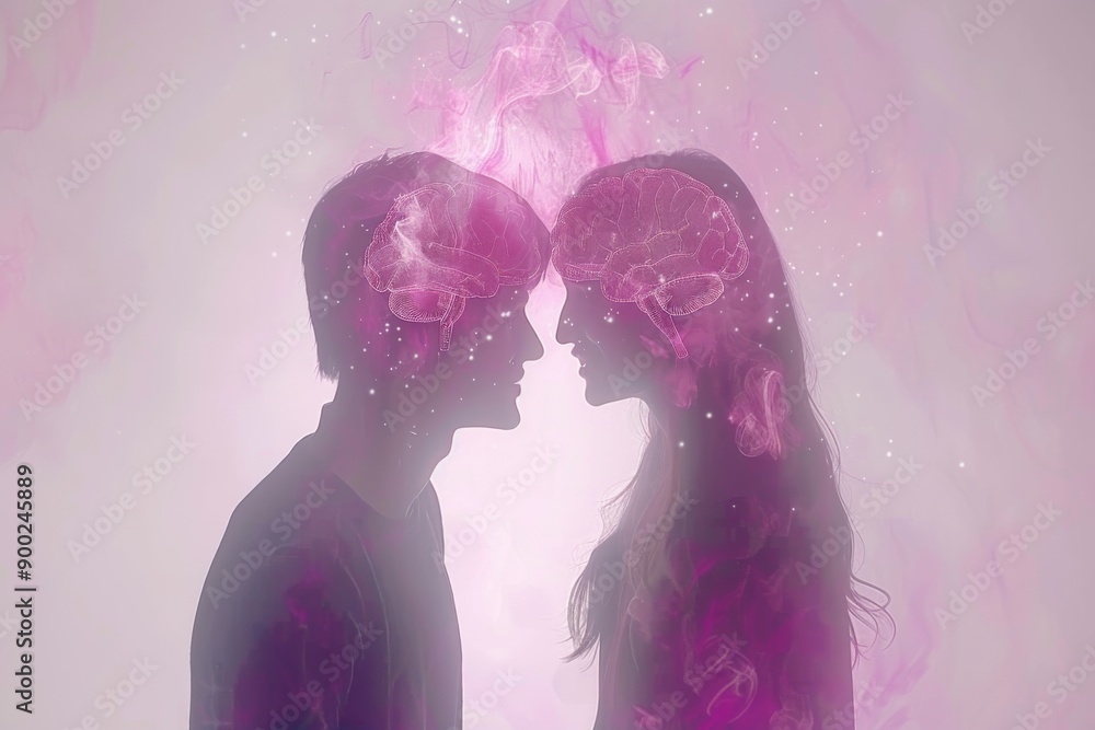 Poster abstract digital faces with neural connections symbolizing the fusion of human identity and advanced
