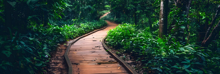 Serene forest path surrounded by greenery