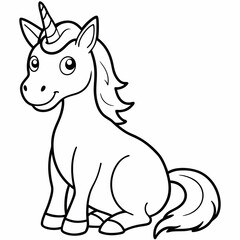 
Cute Cartoon Unicorns line art isolated on white background. Vector illustration for coloring books
