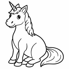 
Cute unicorn line art, unicorn line drawing coloring page. Simple flat line doodle icon design
