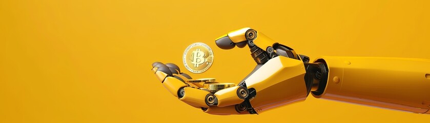 Robotic Hand Holding Bitcoin