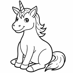 
Cute Cartoon Unicorns line art isolated on white background. Vector illustration for coloring books
