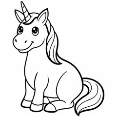 
Cute unicorn line art, unicorn line drawing coloring page. Simple flat line doodle icon design
