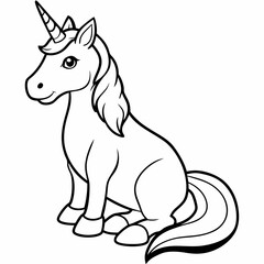 
Cute unicorn line art, unicorn line drawing coloring page. Simple flat line doodle icon design
