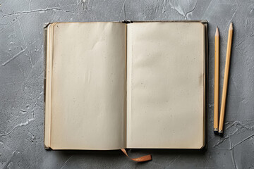 pencil on open notebook