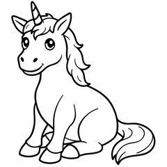 
Cute Cartoon Unicorns line art isolated on white background. Vector illustration for coloring books
