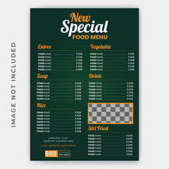 Food menu and restaurant bifold brochure template