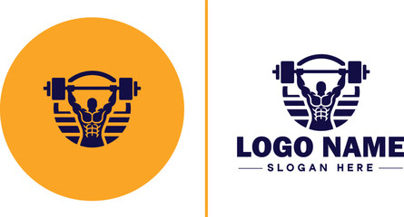 CrossFit Gym icon Functional fitness center HIIT gym Cross-training facility flat logo sign symbol editable vector