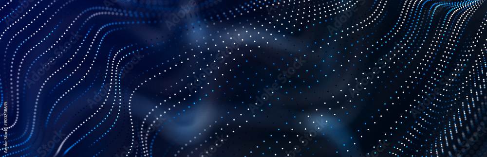 Poster sci-fi background. digital wave with many particles. big data visualization. template for festive pr