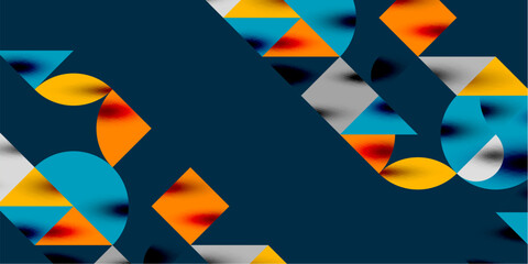 Triangles, round triangles and circles techno art. Vector Illustration For Wallpaper, Banner, Background, Card, Book Illustration, landing page