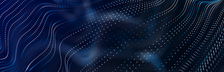 Sci-fi background. Digital wave with many particles. Big data visualization. Template for festive presentation. 3d