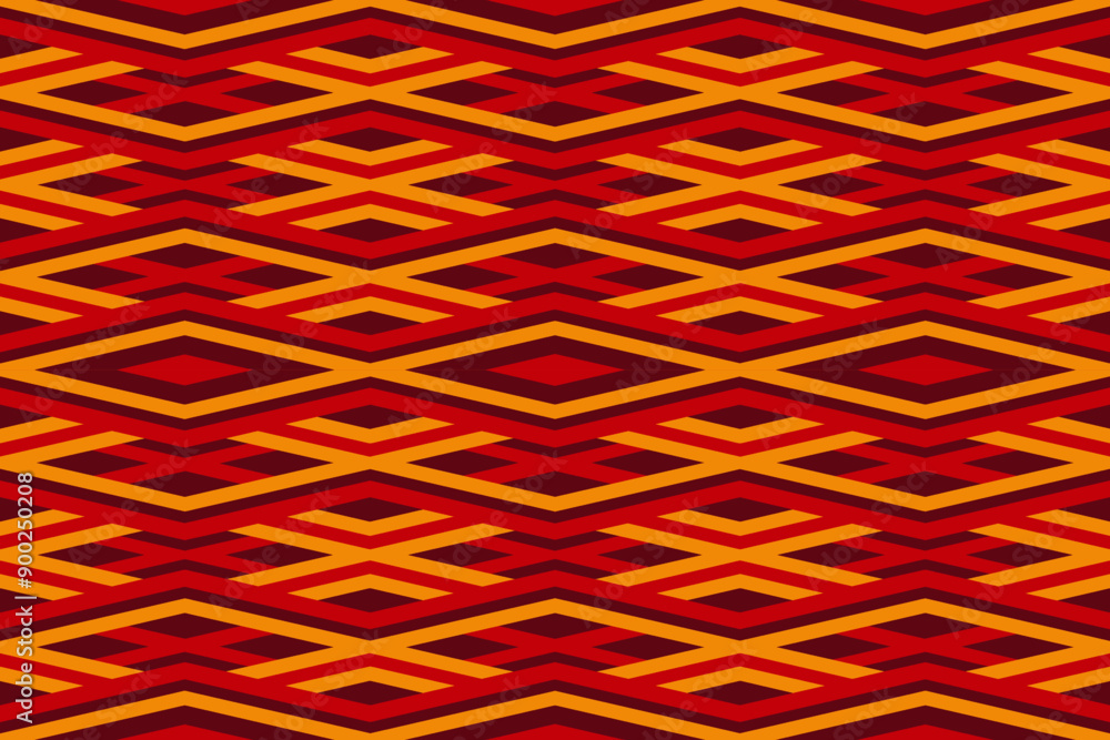 Poster seamless pattern with red and orange zig zag lines