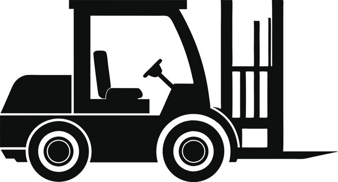 recommend clip art: Forklift black silhouette vector illustration design