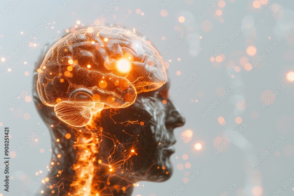 Aufkleber digital human head with glowing neural connections symbolizing the integration of artificial intelli