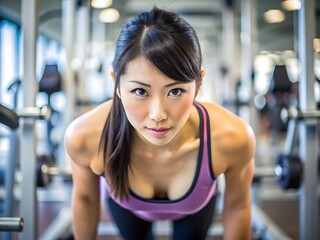 Fototapeta premium Asian Woman Working Out in the Gym.