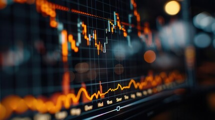 A digital stock market chart with real-time data updates and analytics