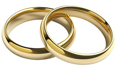 Elegant Golden Wedding Rings Isolated on a White Background for Celebrating Unions and Commitments