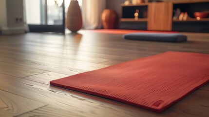 Mat for practicing yoga on the floor. 