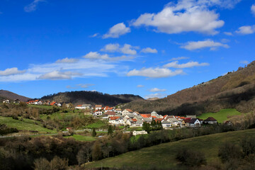 Naklejka premium View of the town of Orbaizeta in the Navarrese Pyrenees. Spain.