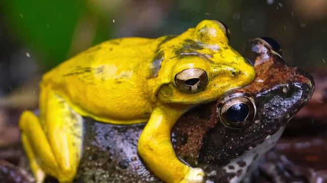 Buergeria robusta brown tree frog mating